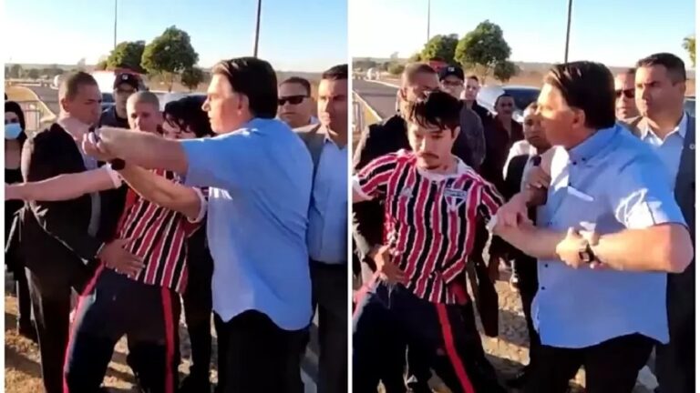 VÍDEO: Bolsonaro é chamado de ‘Tchuthuca do centrão’ e tenta tomar celular do youtuber Wilker Leão