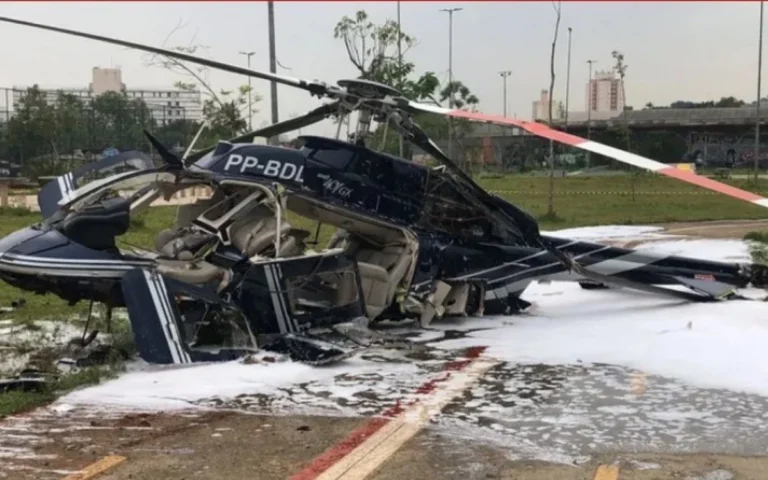 Queda de helicóptero deixa duas pessoas feridas em São Paulo