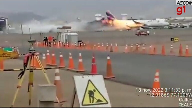 Vídeo: Avião da LATAM se choca com caminhão em Lima deixa pelos menos 1 morte; tripulantes estão bem