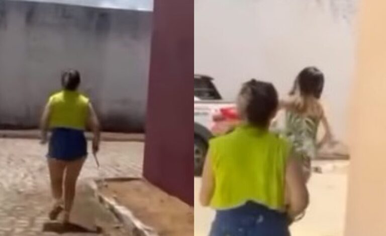 VÍDEO: Mulher flagra esposo com amante em motel e expulsa mulher a chibatadas