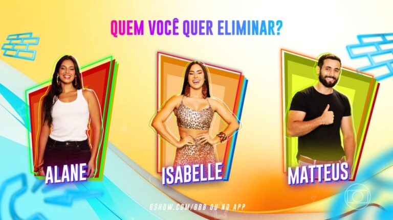 Enquete BBB 24 GShow: Quem você quer eliminar? Alane, Isabelle ou Matteus?