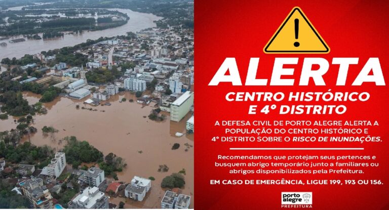 Prefeitura de Porto Alegre dispara alerta para inundação após Guaíba atingir cota; “deixem suas casas”